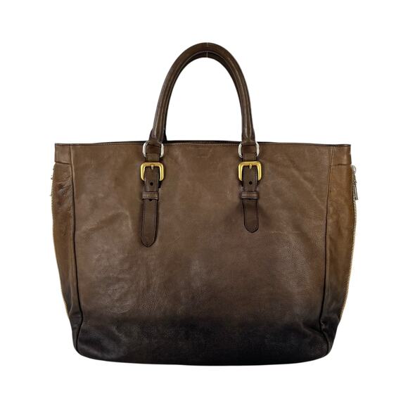 Prada Double Zipper Leather Tote Bag - Picture 2 of 7